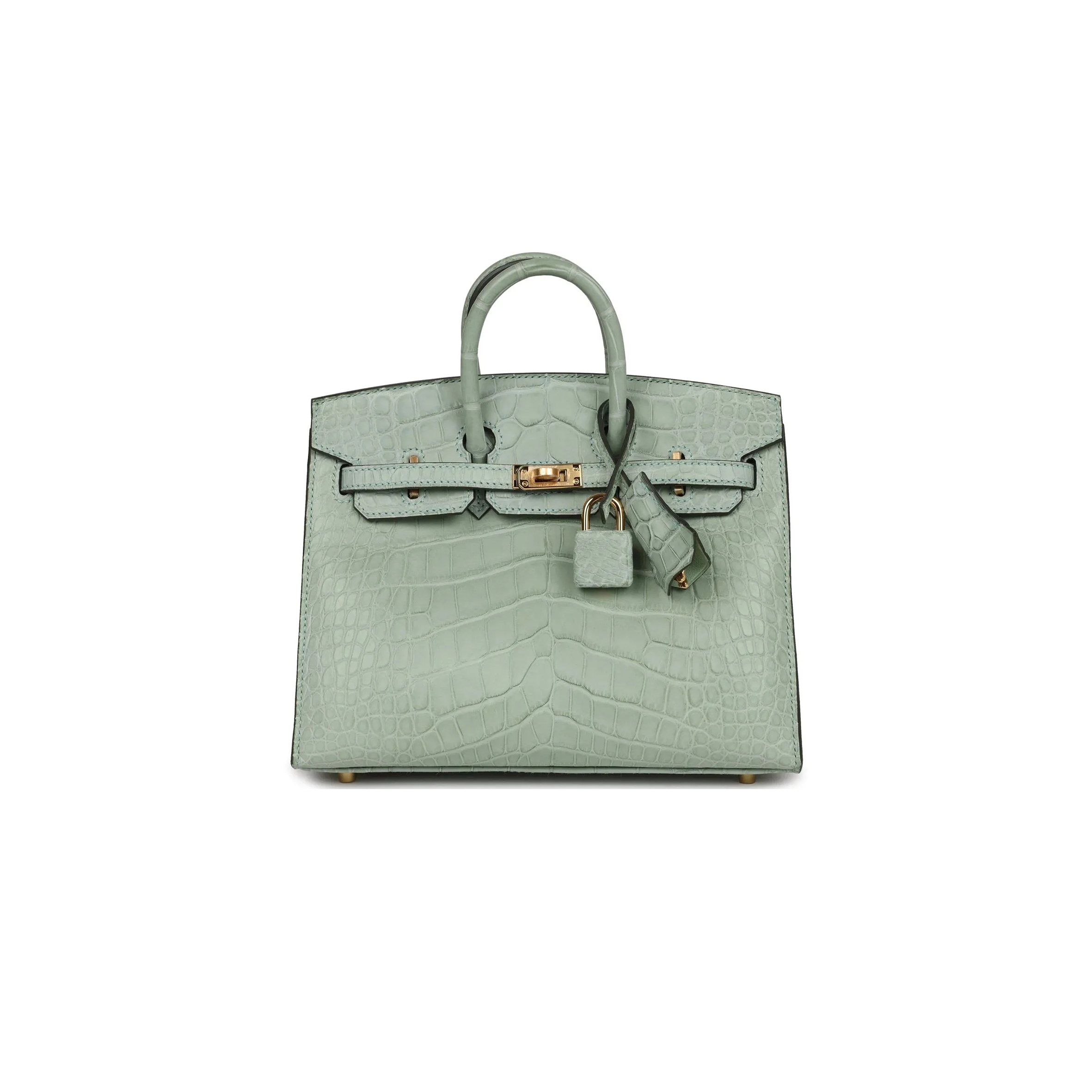 HERMÈS MASTER BIRKIN 20 CROCODILE LEATHER MINT GREEN GOLD BUCKLE H041350CK01 (20*15.5*11cm)